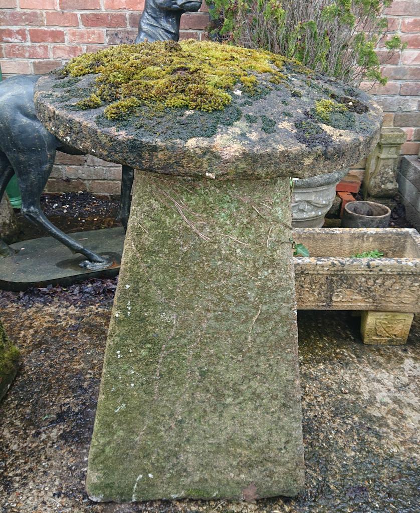 <p>2 large original Staddle stones</p><p>1. 83 cm tall 60 cm wide top</p><p>2. 90 cm tall 60 cm wide top